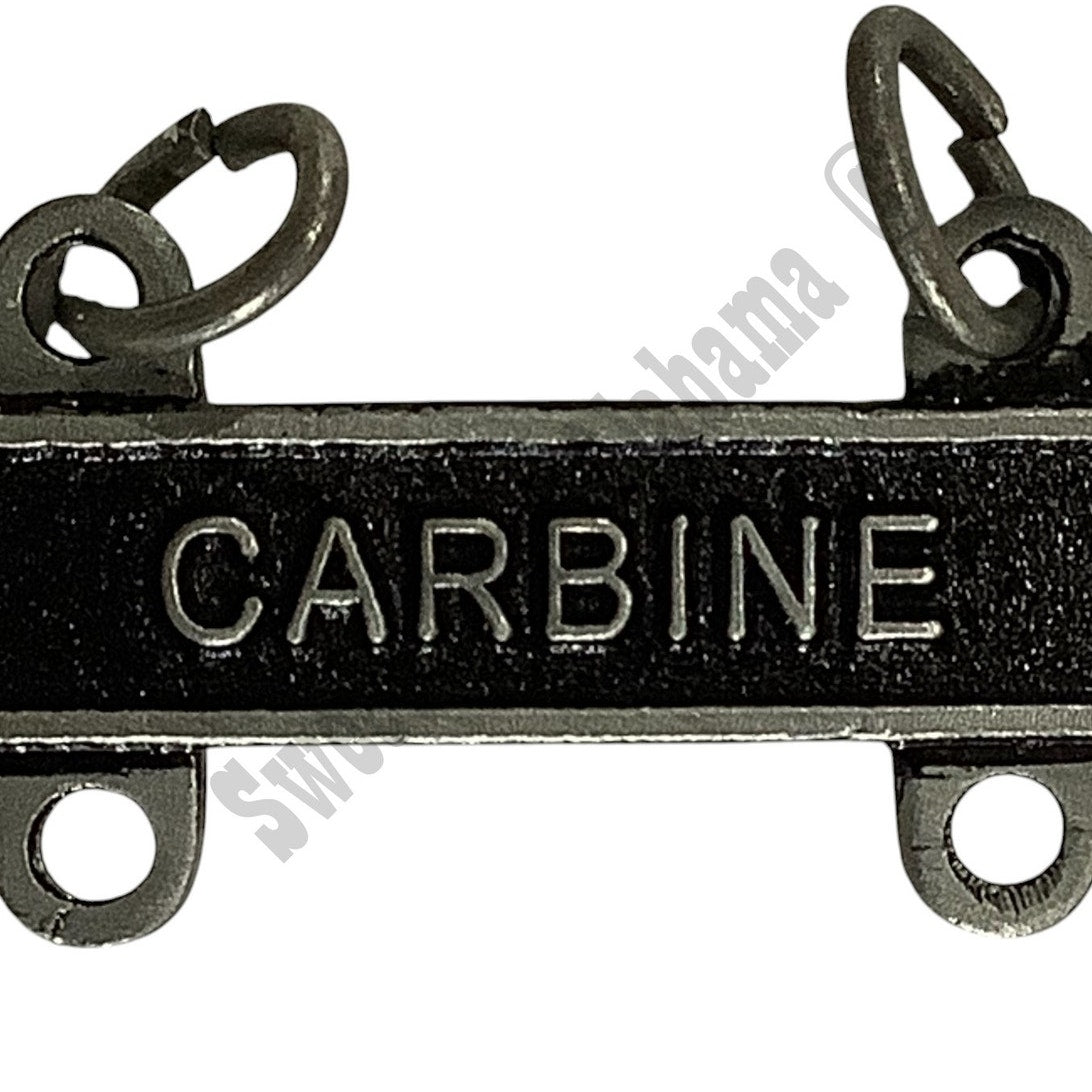 Military Qualification Bar, Carbine, Silver Text, Black Background, 1/2"H x 1"W