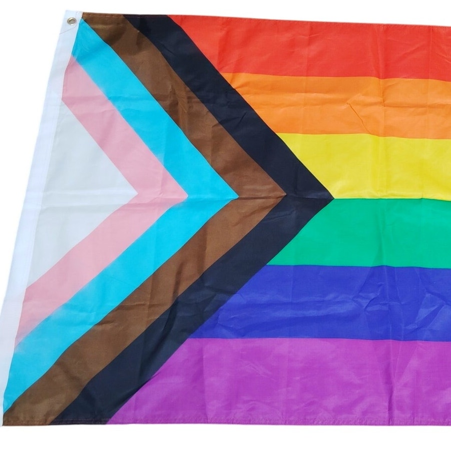 Progress Pride Flag 3×5 ft Double‑Sided HD Nylon with Canvas Header & Grommets