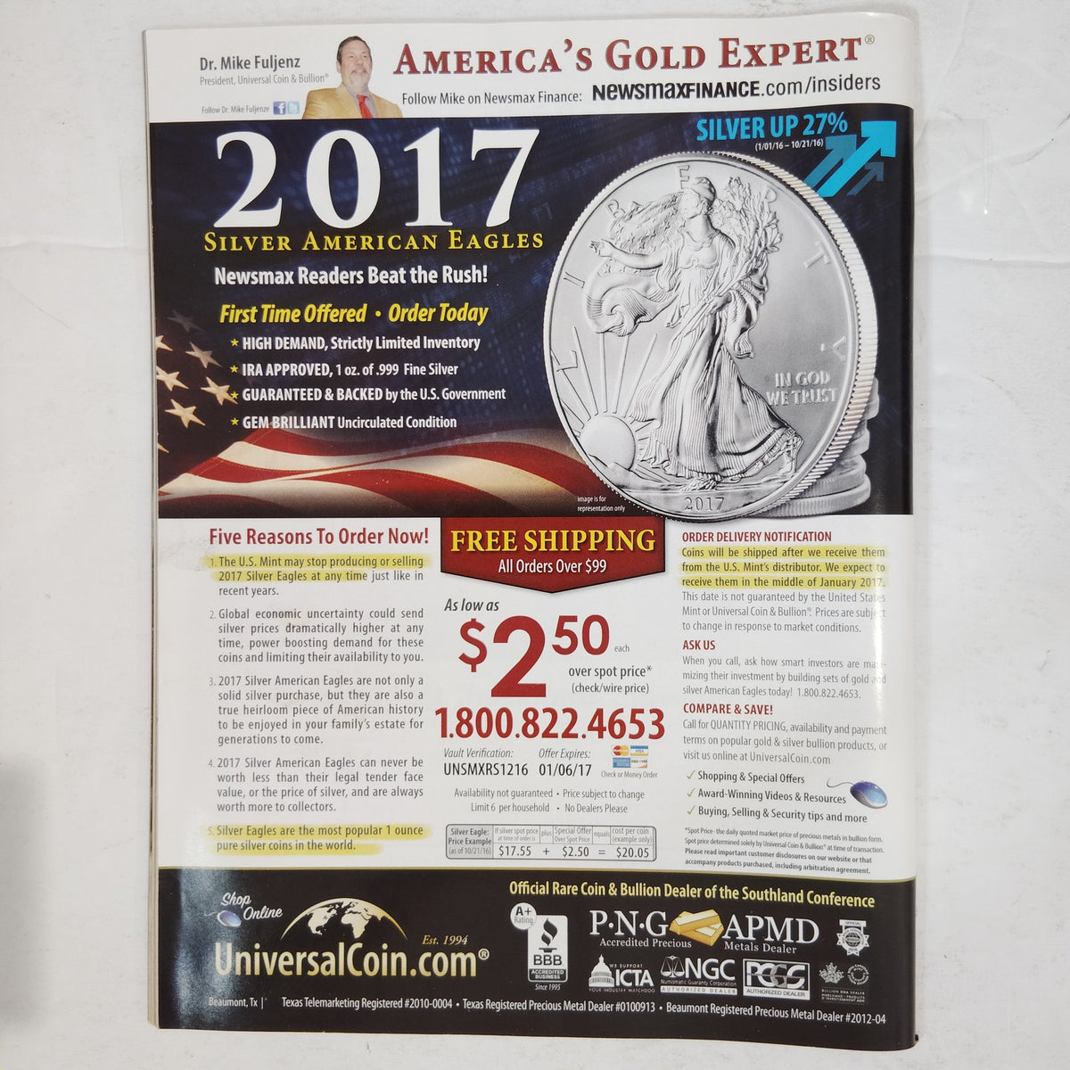 Newsmax Magazine December 2016 Donald Trump First 100 Days Back Issue