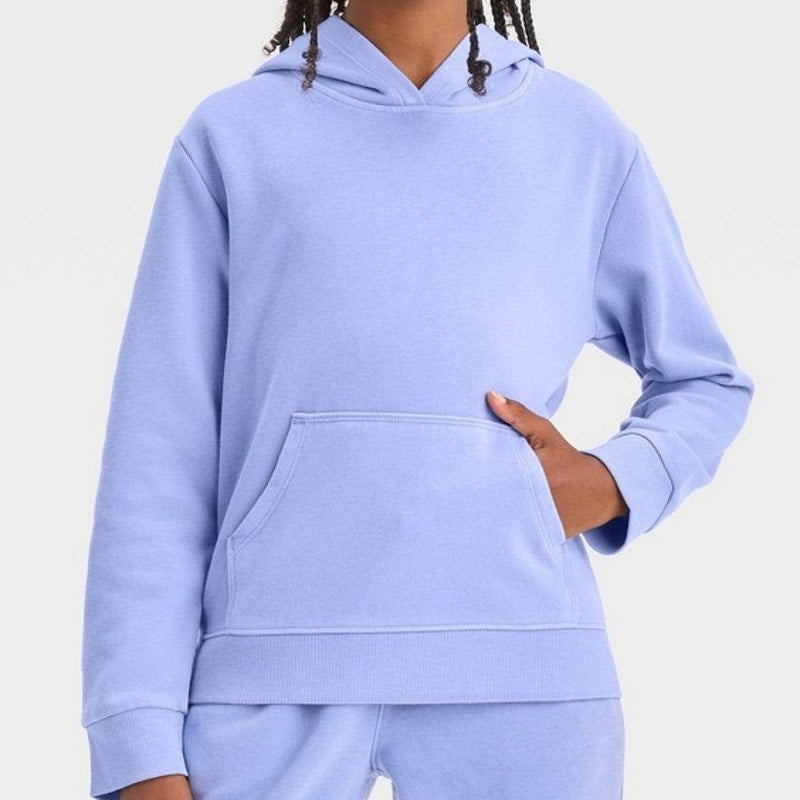 Cat & Jack Girls' Fleece Pullover Hoodie – Purple – XL Plus (14)