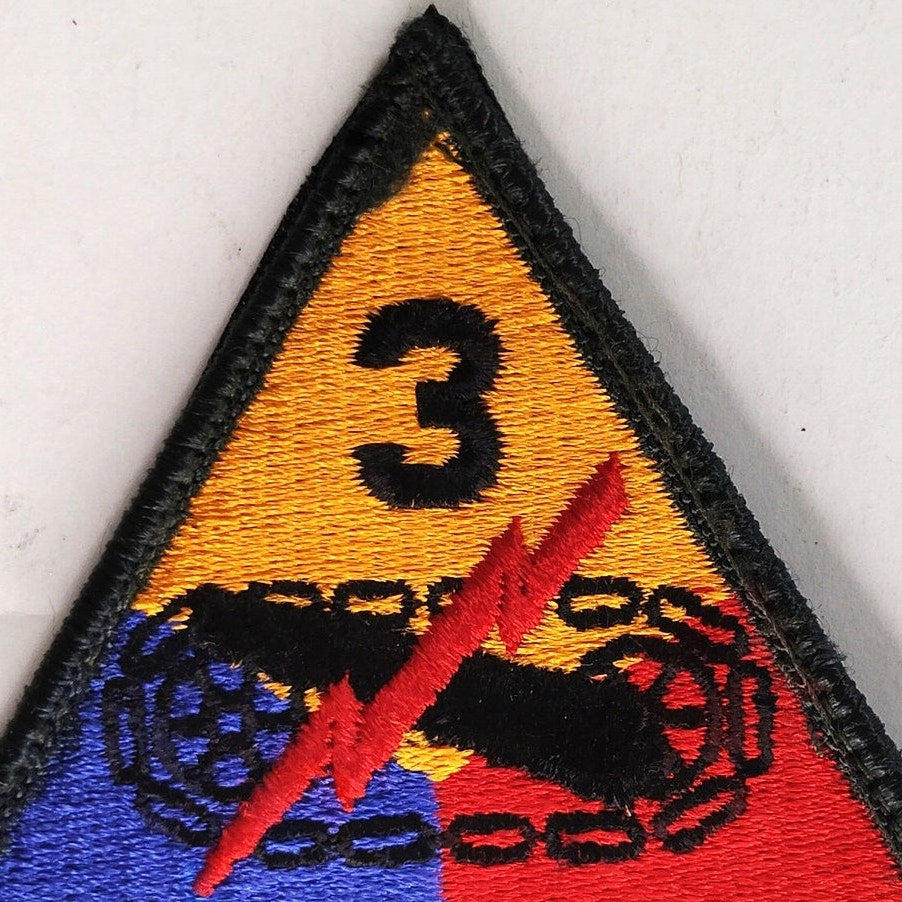 US Army 3rd Armored Division Spearhead Patch 4" × 3‑3/4" Hook Back, Embroidered