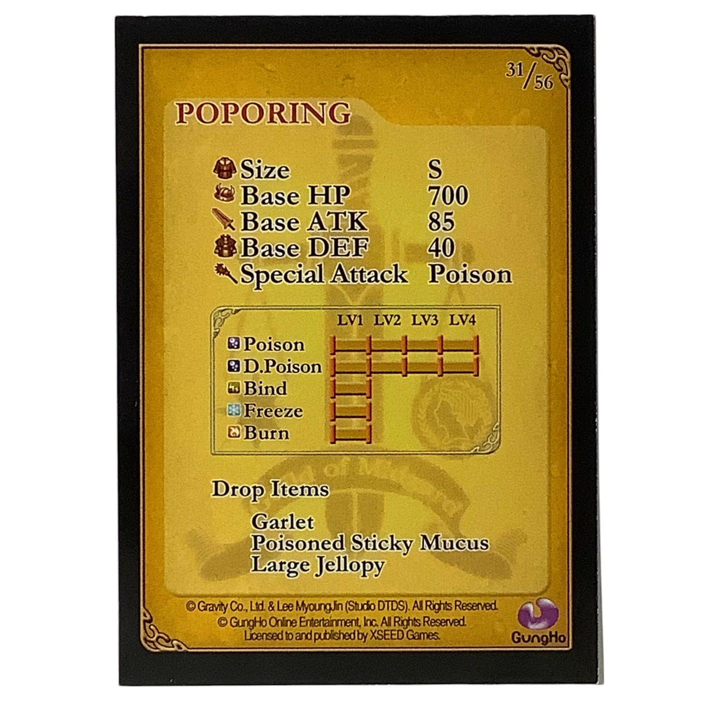 Ragnarok Odyssey Game Card 31/56, POPORING, by XSeed Games