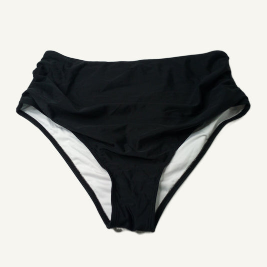 Black High-Waisted Swimsuit Bottoms Size L - Lined Stretch Swim Bottoms