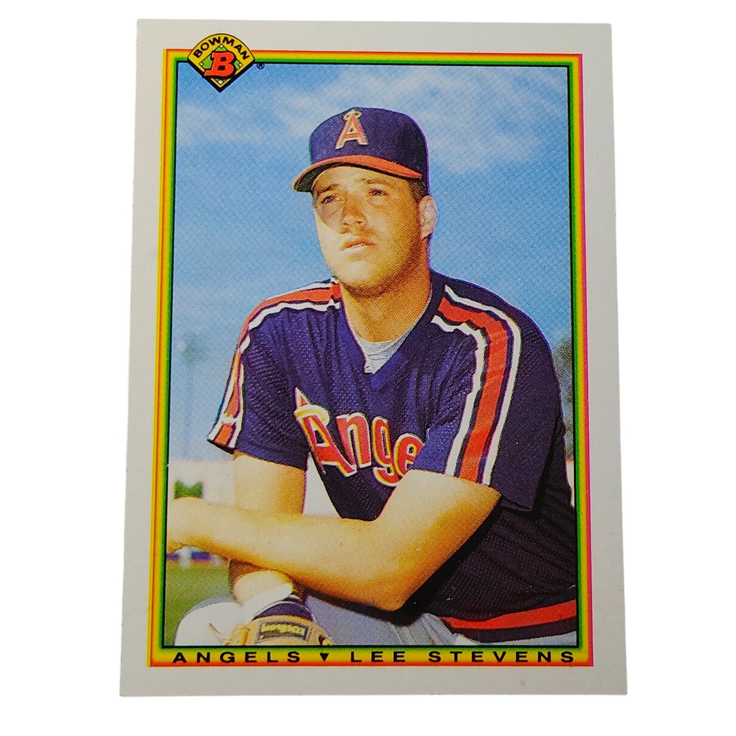1990 Bowman Lee Stevens RC #300 California Angels Rookie 1B MLB Baseball Card NM