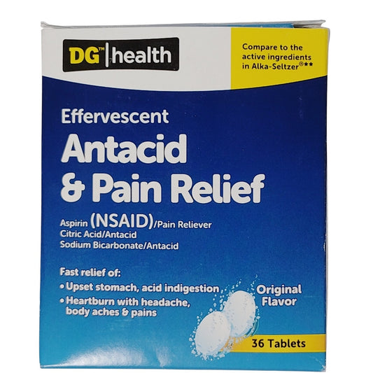 DG Health Antacid & Pain Relief – 36 Tablets – Original Flavor – Exp. 12/2025