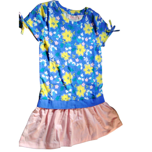 A for Awesome S/S Dropwaist Casual Dress w/ Leggings, LRG Ellis Blue Floral NWOT