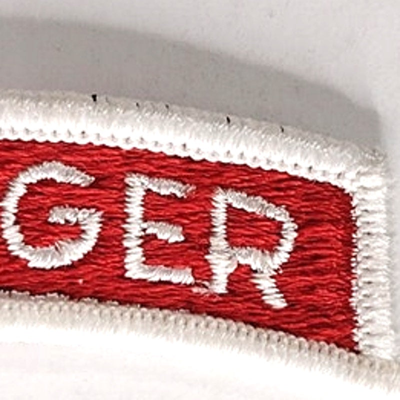 RANGER Tab White on Red 2‑1/4" × 3/4" Sew‑On – Patch