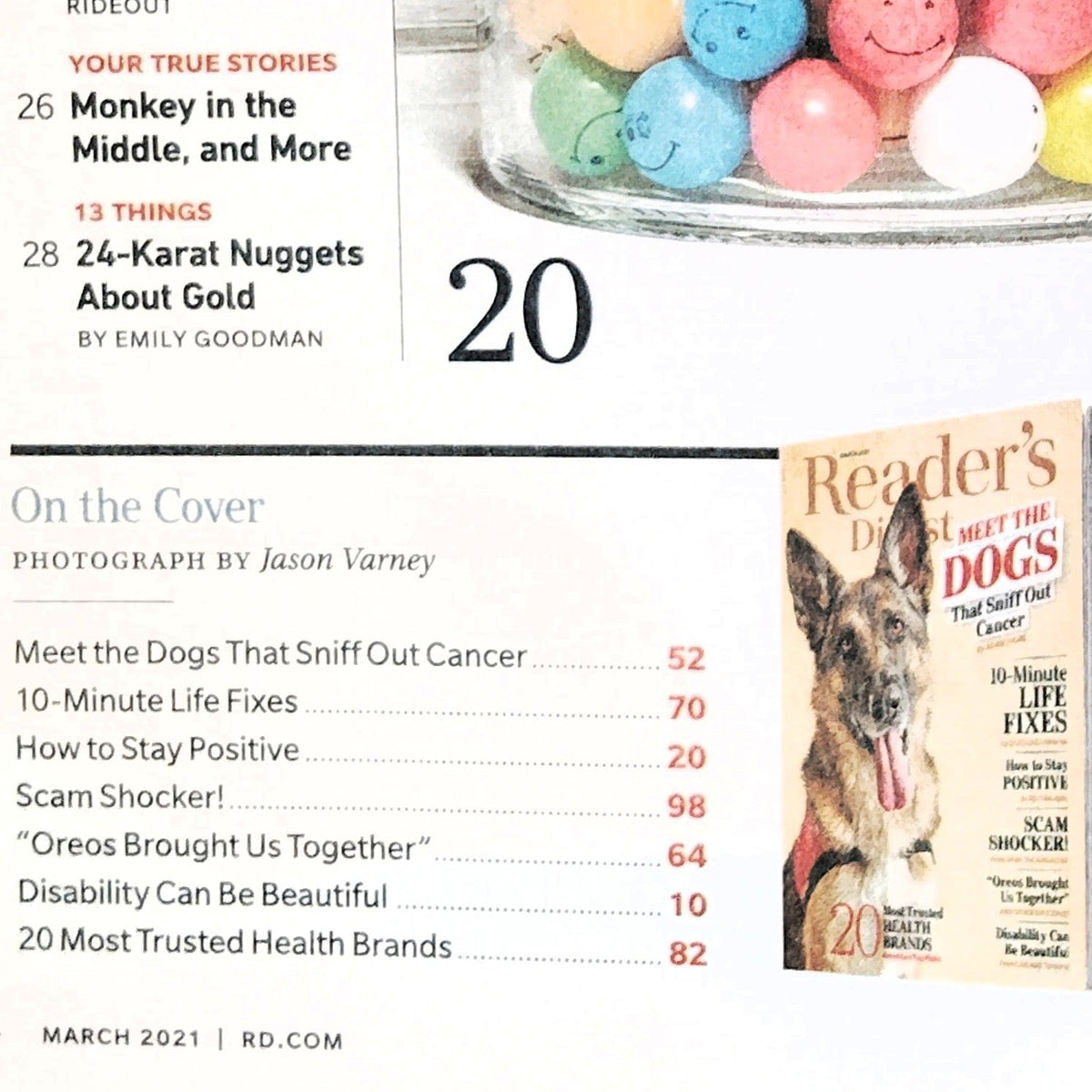 Reader's Digest March 2021 Magazine - Meet the Dogs That Sniff Out Cancer