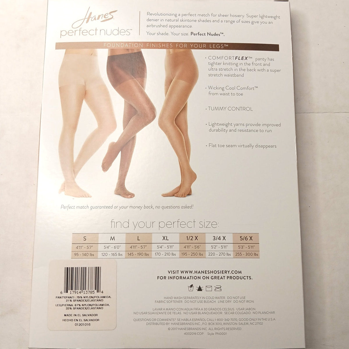 Hanes Perfect Nudes ComfortFlex Tummy Control Pantyhose Nude 6 Bronze XL