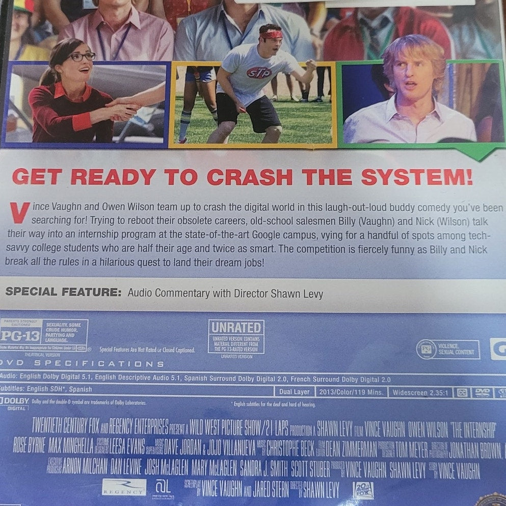 The Internship (DVD, 2013) Comedy Starring Vince Vaughn & Owen Wilson