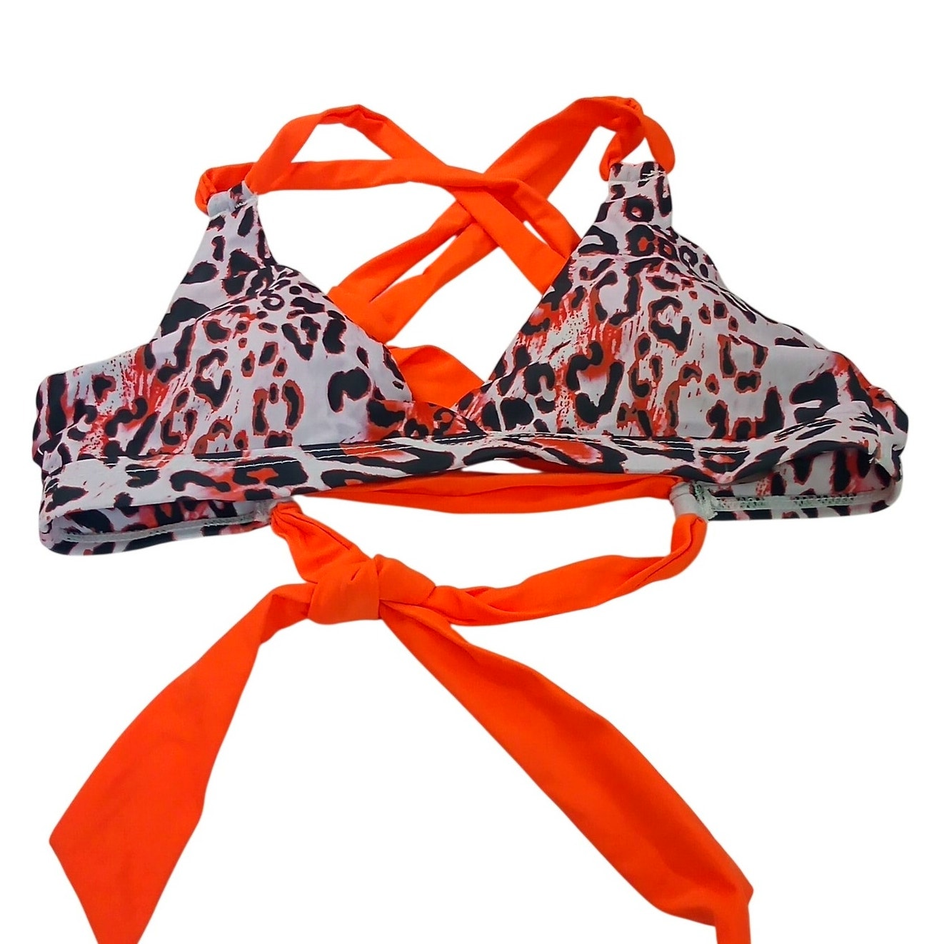 Peddney Leopard Bikini Top Women’s Small Adjustable Straps Swim