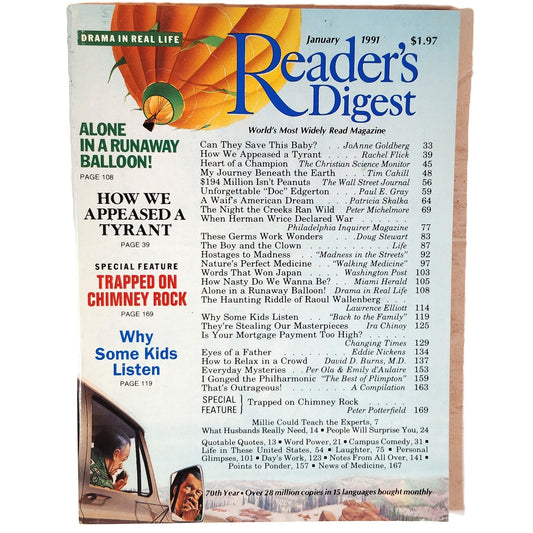 Reader's Digest Magazine January 1991 Vintage "Doc" Edgarton Back Issue
