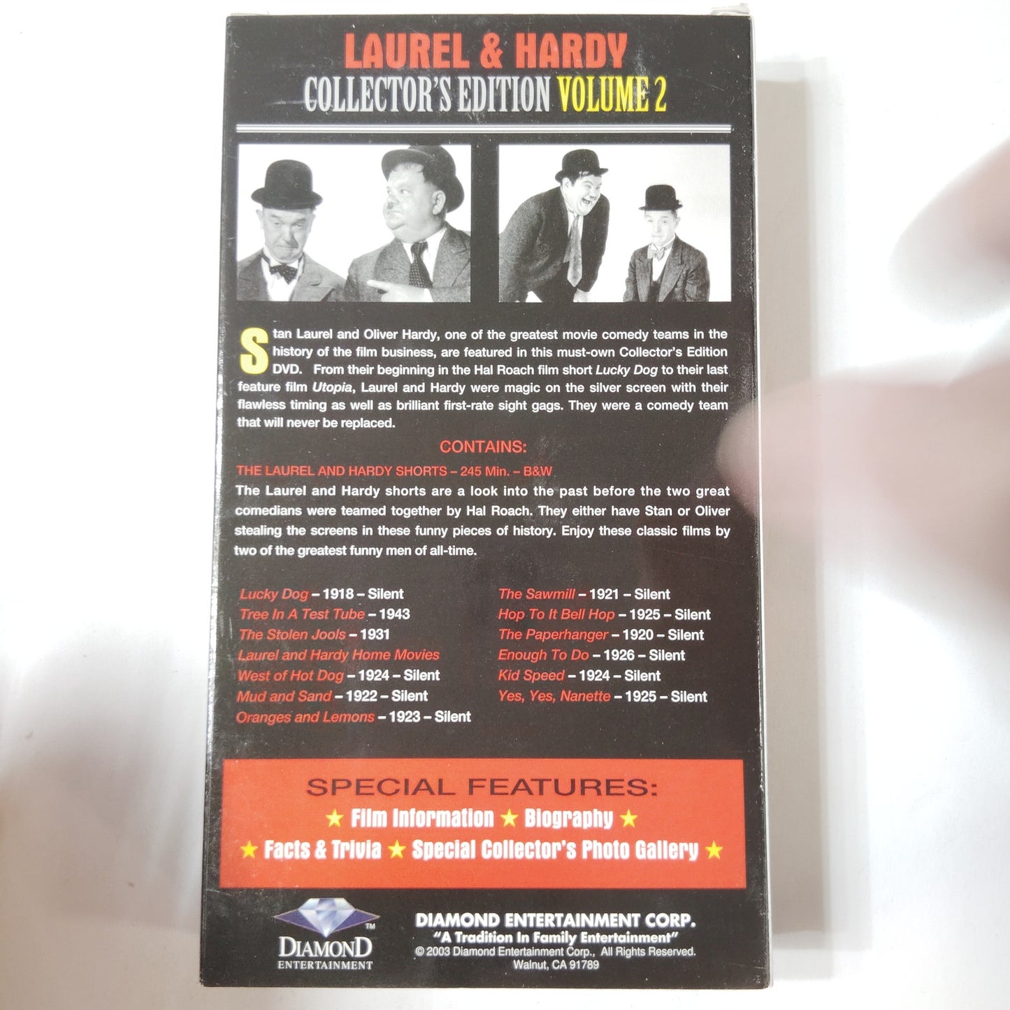 Laurel & Hardy Volume 2 VHS 2003 13 Silent B&W Shorts  Comedy Classics