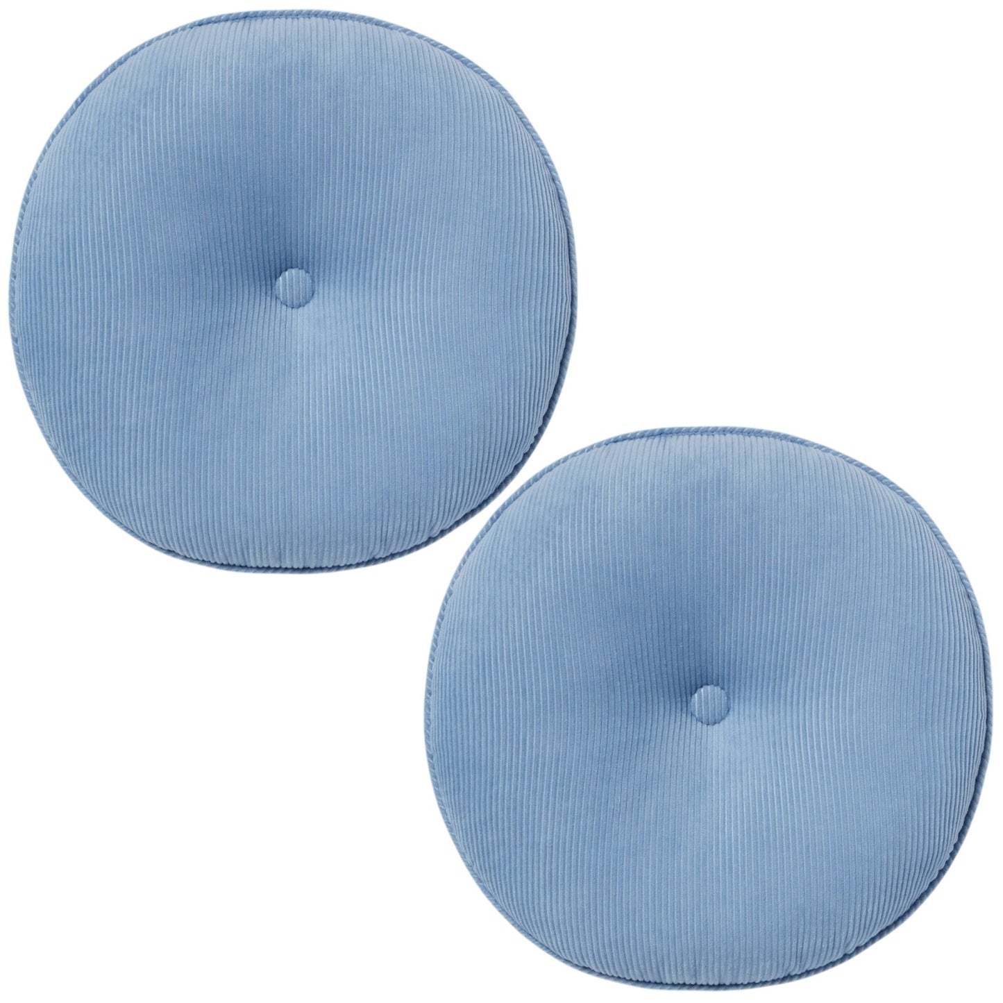 16"D Round Blue Decorative Pillow – 2‑Pack, Indoor, Corduroy, OEKO‑TEX Certified