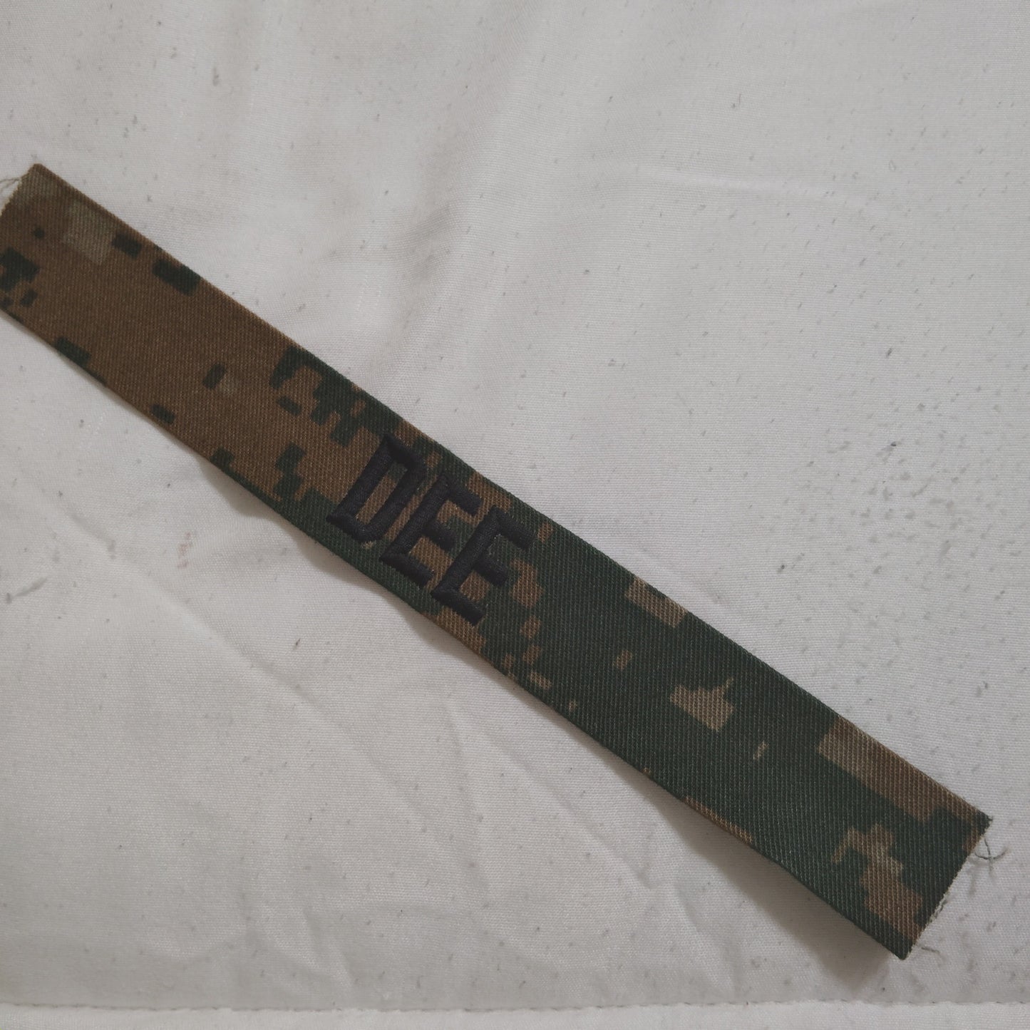 Name Tape “DEE” – Woodland MARPAT – 8" × 1" TE Sew‑On Novelty Patch