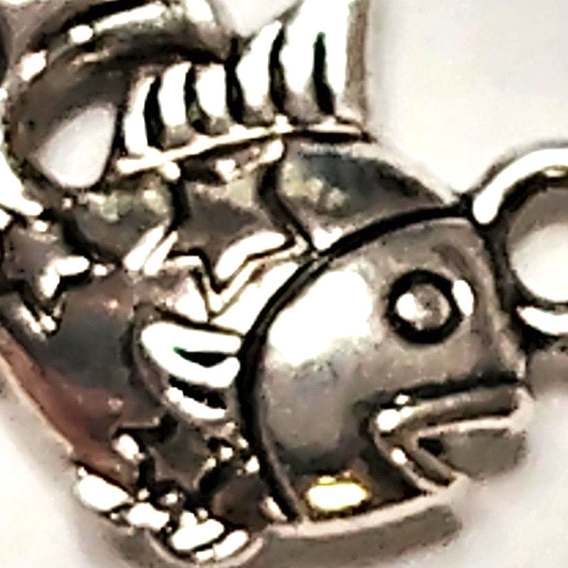 Zodiac Charm Pisces Tibetan Silver Smooth Metal Pendant Astrology Jewelry Making
