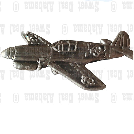 Curtiss Warhawk P-40 Aircraft, Patinated Silver Hat, Lapel Pin 1-1/4"W x 5/8"H