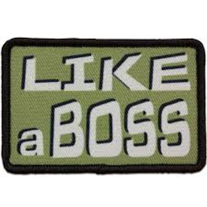 LIKE A BOSS Morale Patch Novelty Red Rock Outdoor Gear 3" × 2" Hook Back