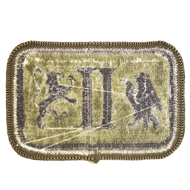 US Army II Corps Subdued Patch Black on ODG Merrowed Edge Sew‑On 3" × 2"