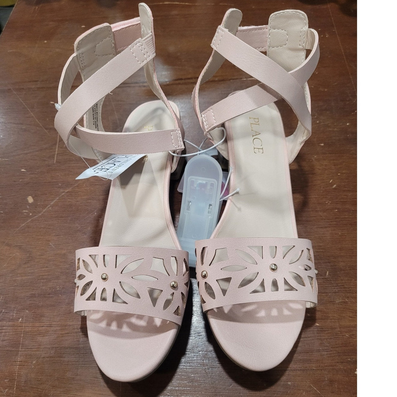 Children’s Place Girls’ Pink Gladiator Heel Sandals – Perforated, Size Youth 3