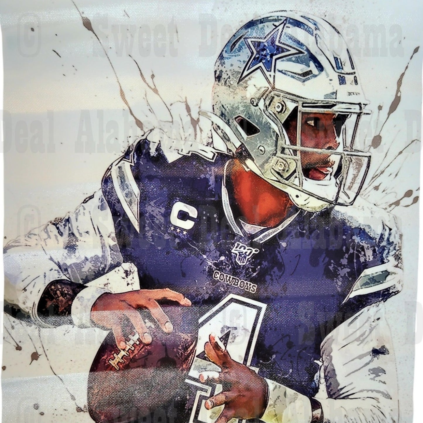 Dallas Cowboys #4 Dak Prescott – 12” x 18” Canvas Print – Unframed