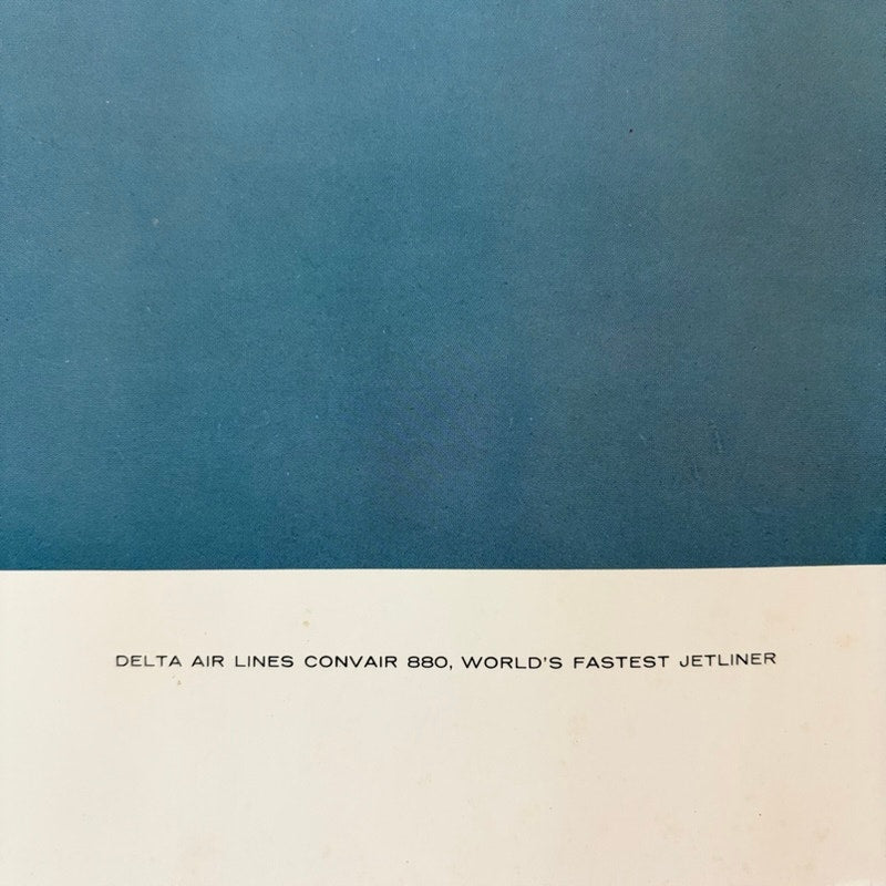 Vintage Delta Air Lines Convair 880 Jetliner Poster 20"x16" Blue & White