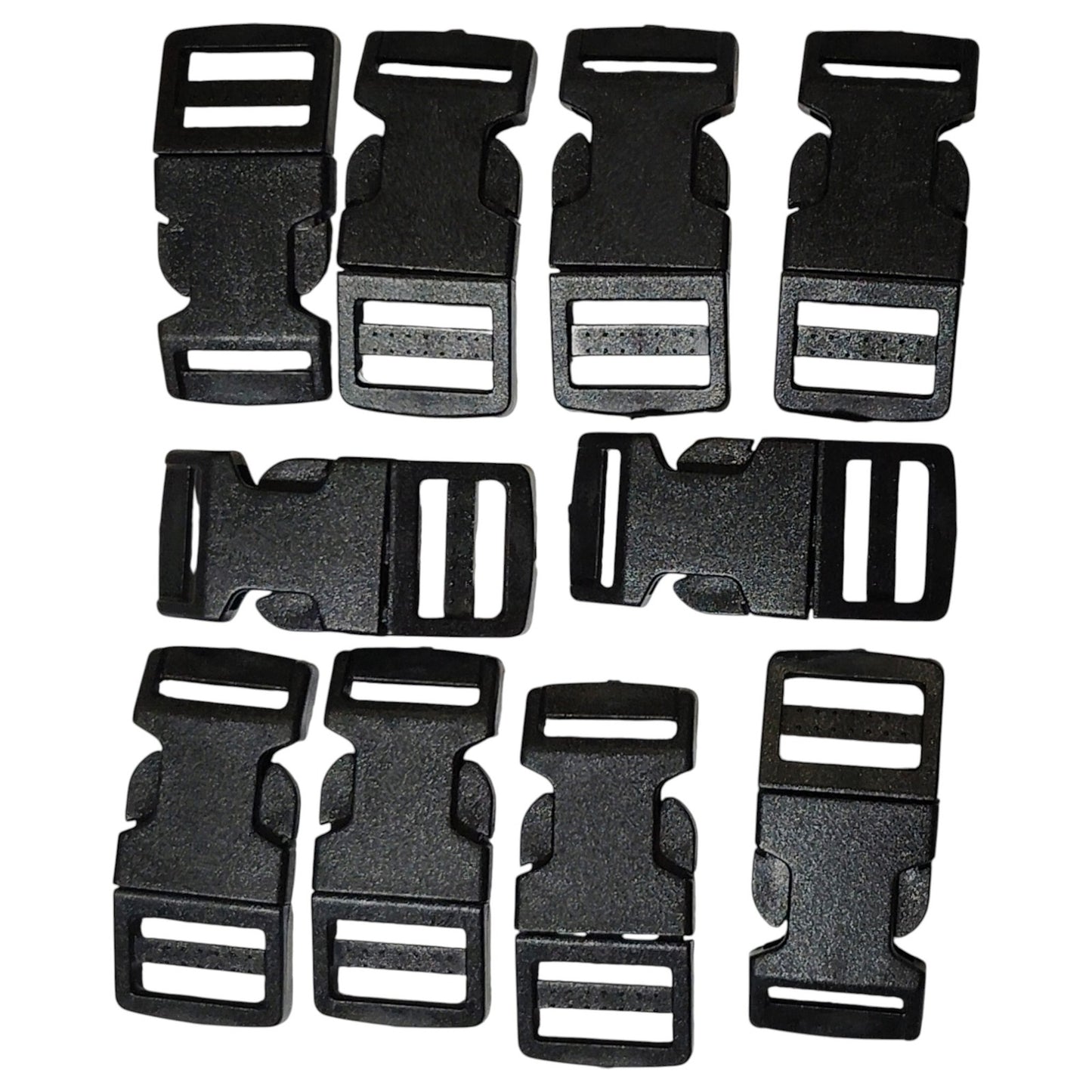 10pk Black 5/8" Curved Side-Release Buckles – Quick-Clip for Paracord & Webbing