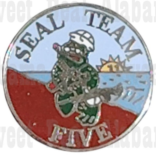 Seal Team Five Hat, Lapel, Vest or Brooch Collectors Pin 7/8"D