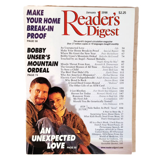Reader's Digest January 1998 Vintage Magazine - James Bond Bobby Unser