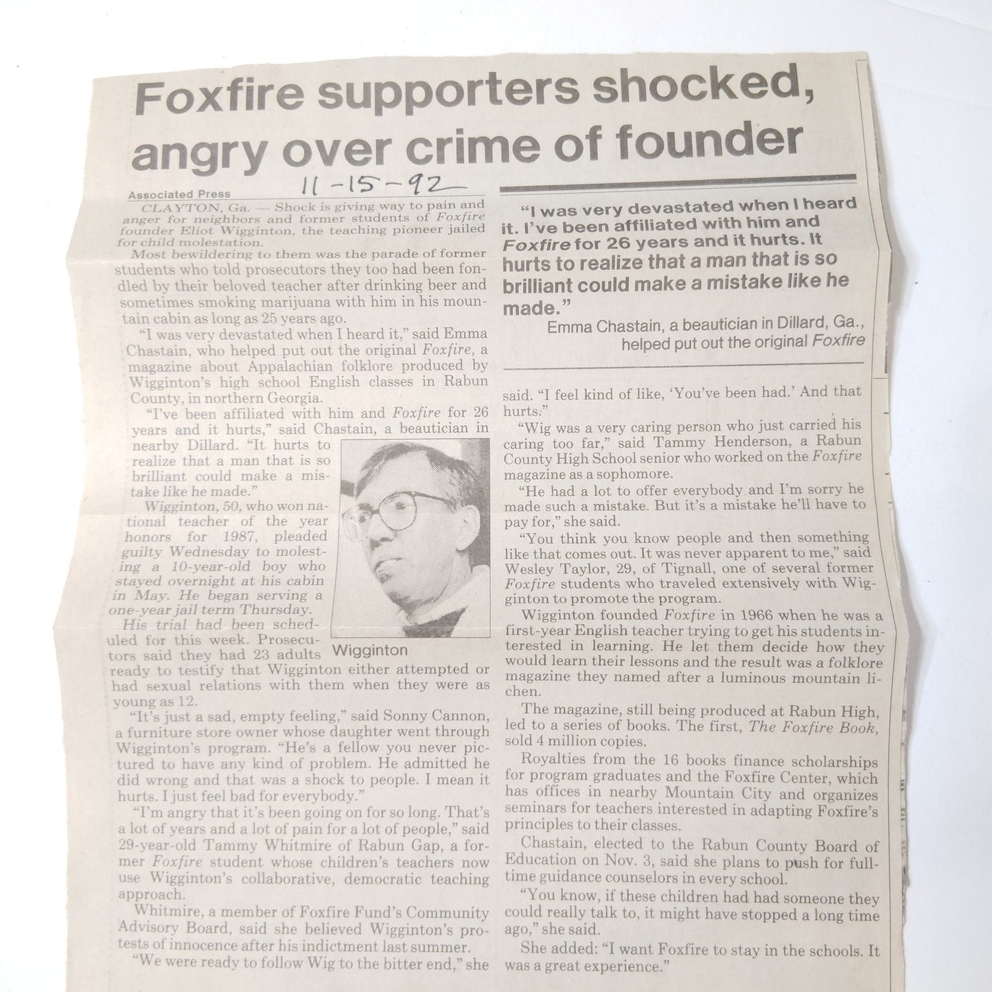 Foxfire VHS 1987 Tandy WonderWorks Family Drama w/ 1992 Article about Founder