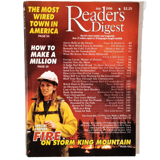 Reader's Digest July 1996 Magazine - Fire on Storm King Mountain Vintage