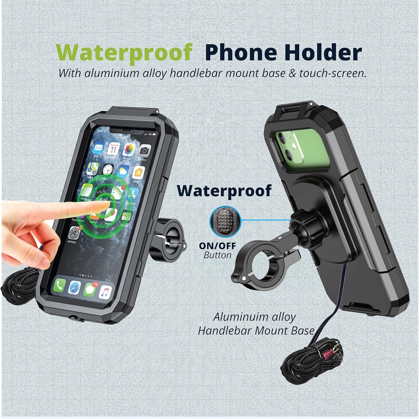 PITSTOP Anti-Theft Waterproof Motorcycle Phone Holder for 5.5"-6.8" Cellphones