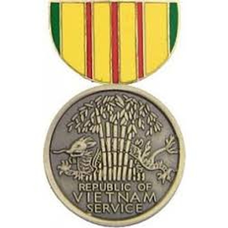 Vietnam Service Medal Metal Mini Novelty Hat, Lapel Pin 1‑1/8" × 3/4"