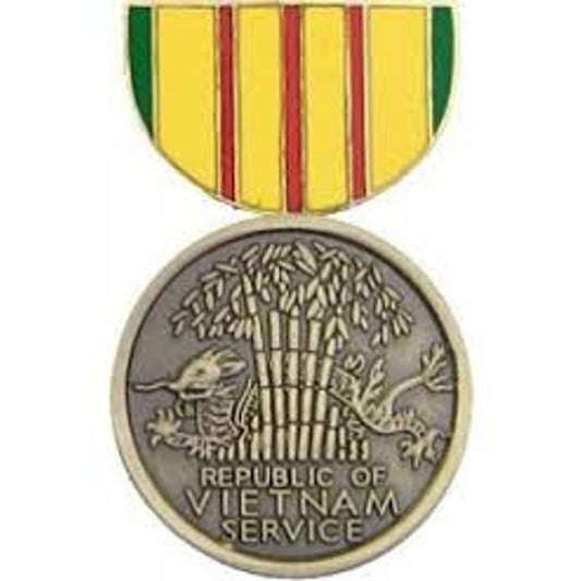 Vietnam Service Medal Metal Mini Novelty Hat, Lapel Pin 1‑1/8" × 3/4"