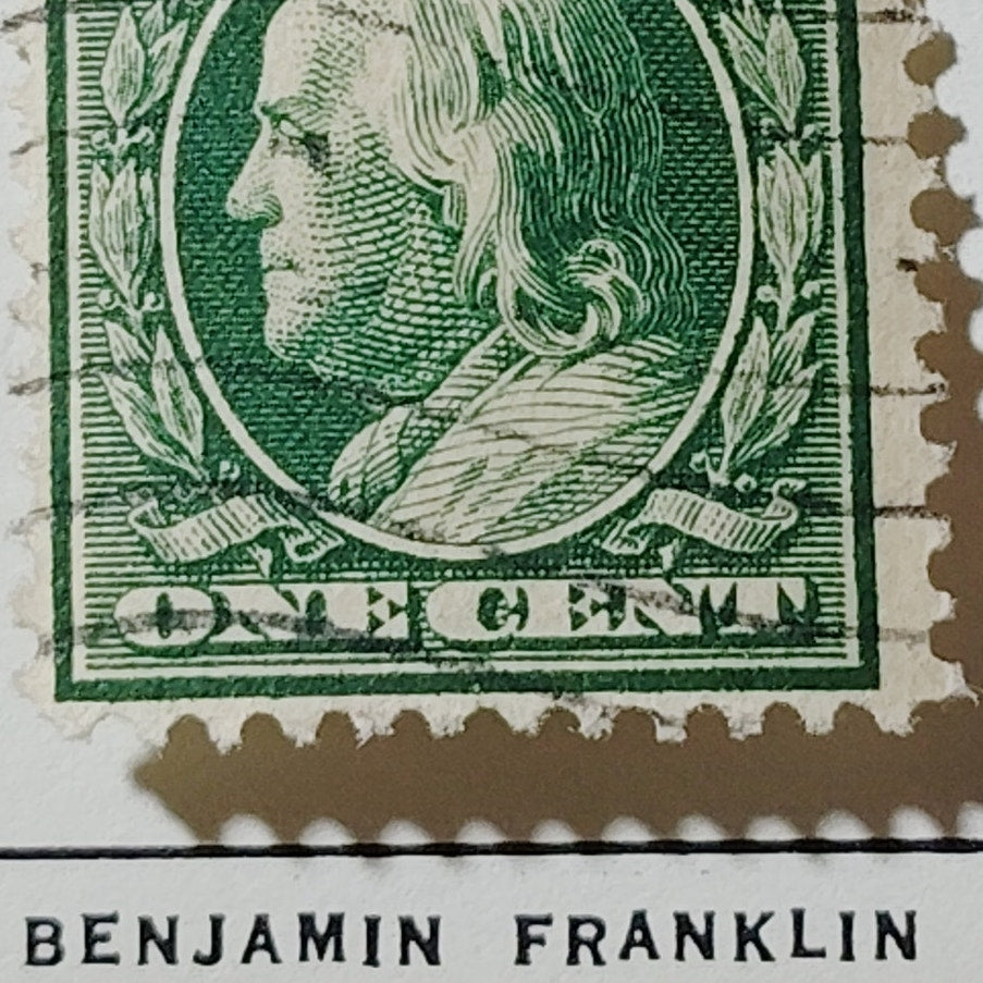 1908-09 US 1c Green Benjamin Franklin Stamp Scott #331/#374 Used Canceled