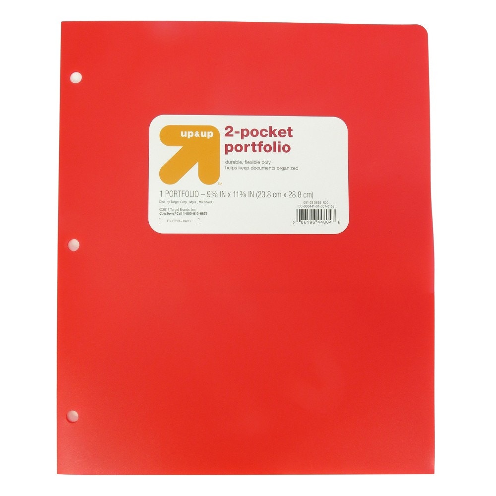 12-Pack - 2‑Pocket 3‑Hole Punch Plastic Folder – Red – 12‑Pack