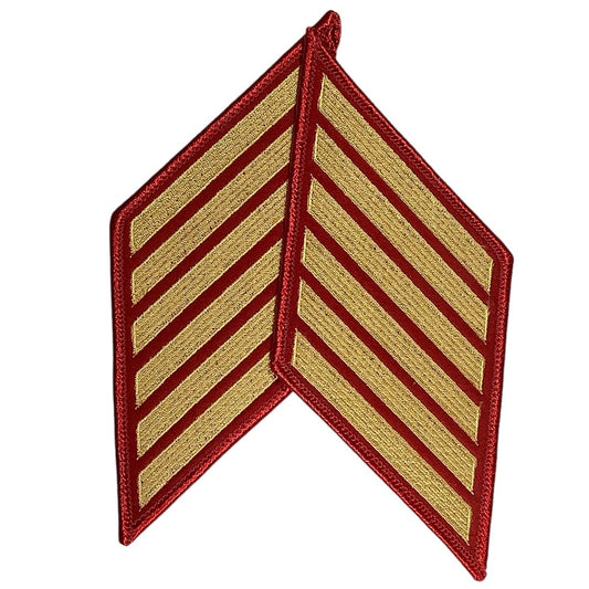 1 Set 24 Year US Marine Corps Service 6 Stripes - Gold on RED- 2-5/8"H x 5-7/8"W