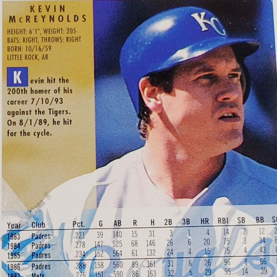 Kevin McReynolds, Kansas City Royals #168,  1994 Fleer Baseball Collector's Card