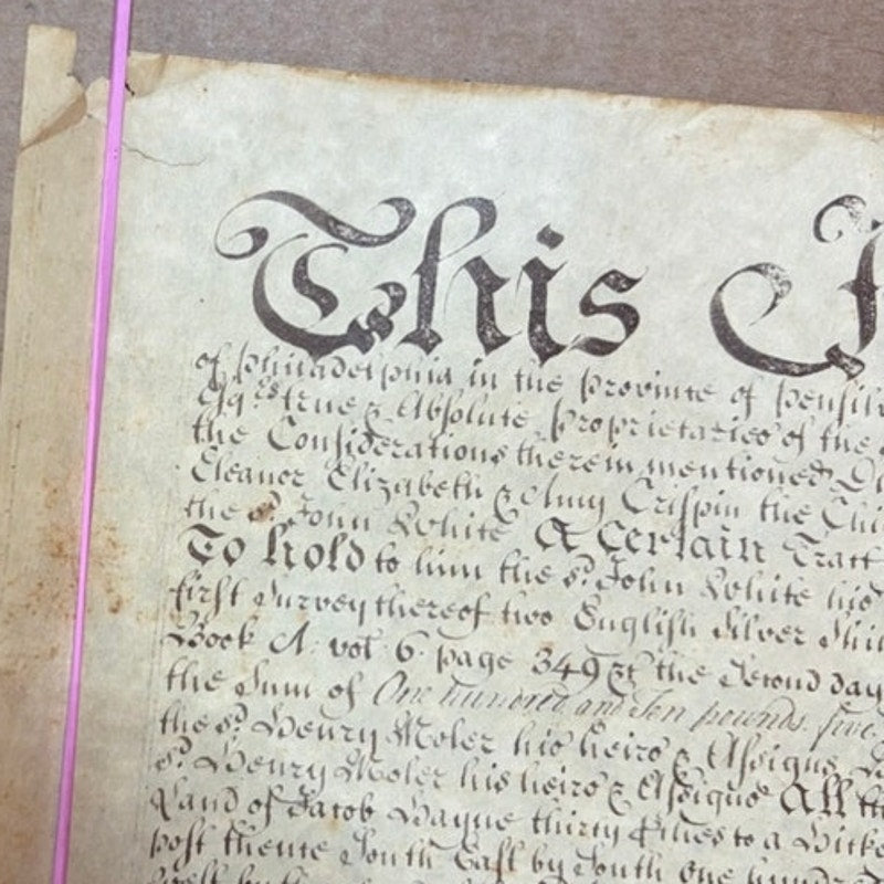 VTG Reproduction Land Deed Poster - Aged Beige & Brown Historical Document Art