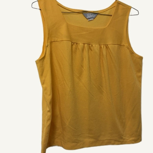 Vintage Blair Yellow Tank Top Size L - Square Neck Woven Polyester Sleeveless