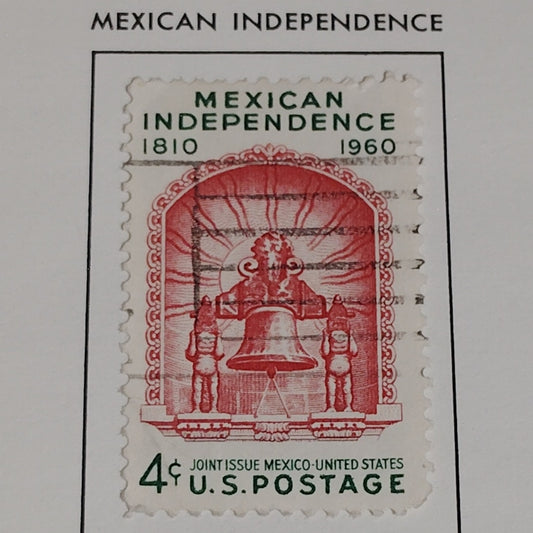 1960 Scott #1157 – 4¢ Mexican Independence / Joint Issue with Mexico – Canceled
