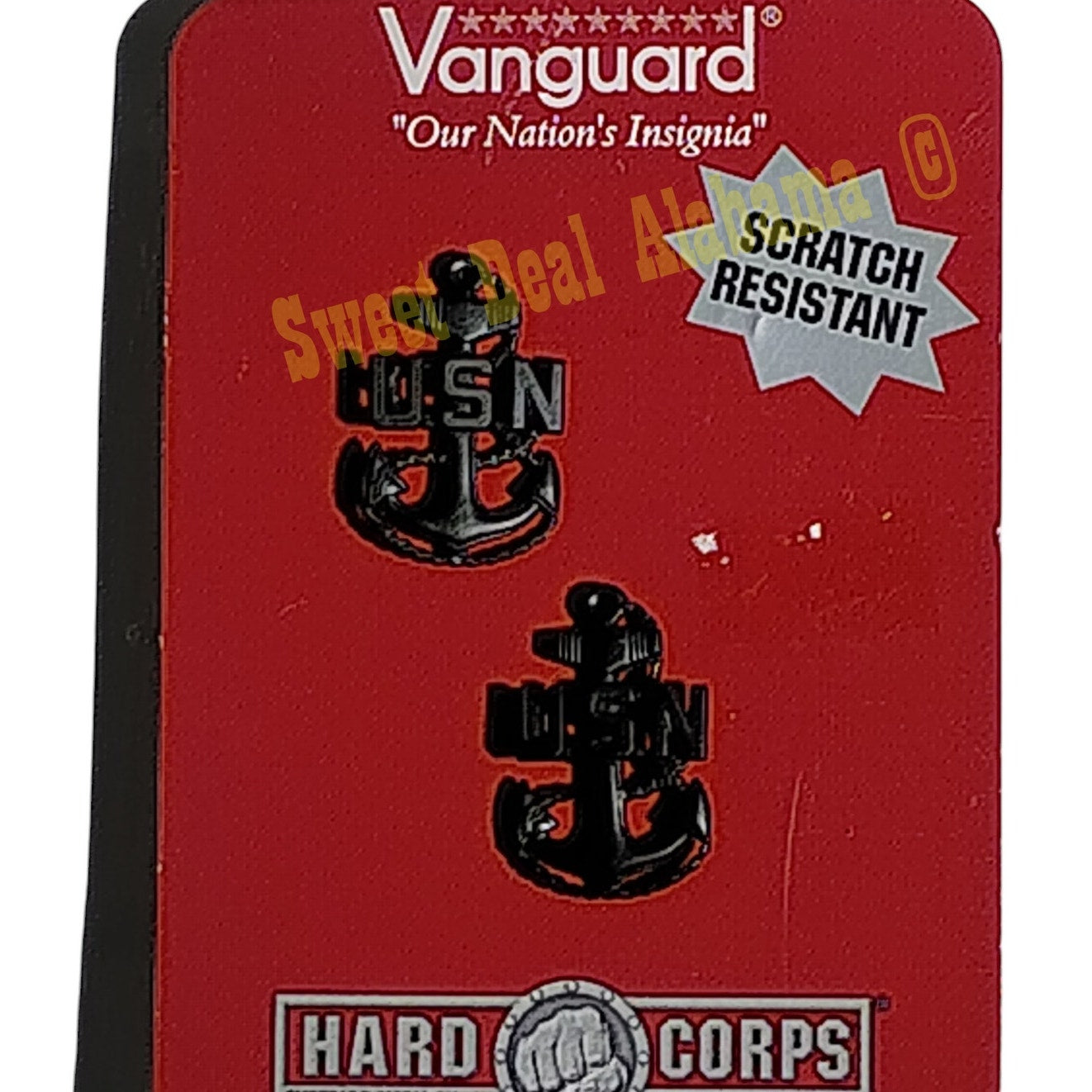 Vanguard Collar Device Pin Set: E8 Corpsman or Seaman, Black Metal, 1"H x 5/8"W