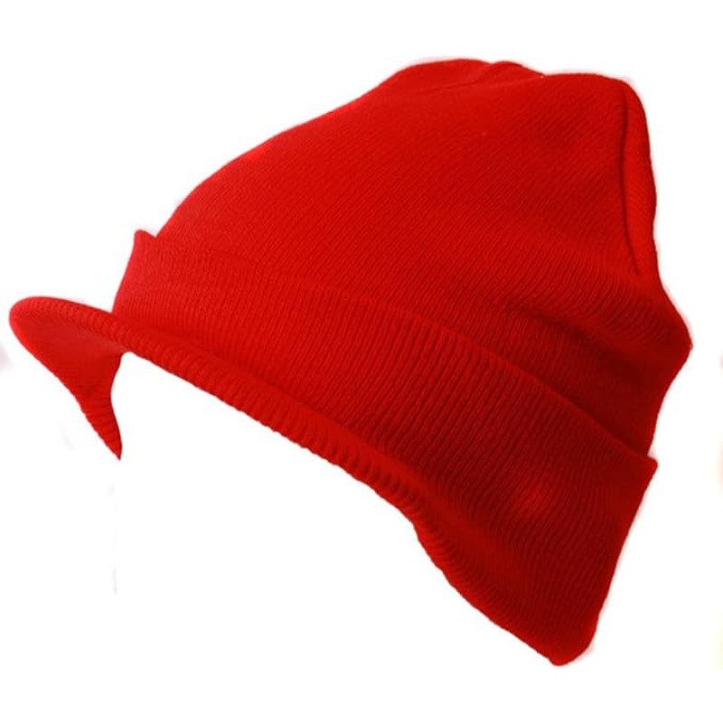 2 Cuff Beanie Visor Derby Caps, 1 Red & 1 Pink, 100% Acrylic, Cuff Style Caps