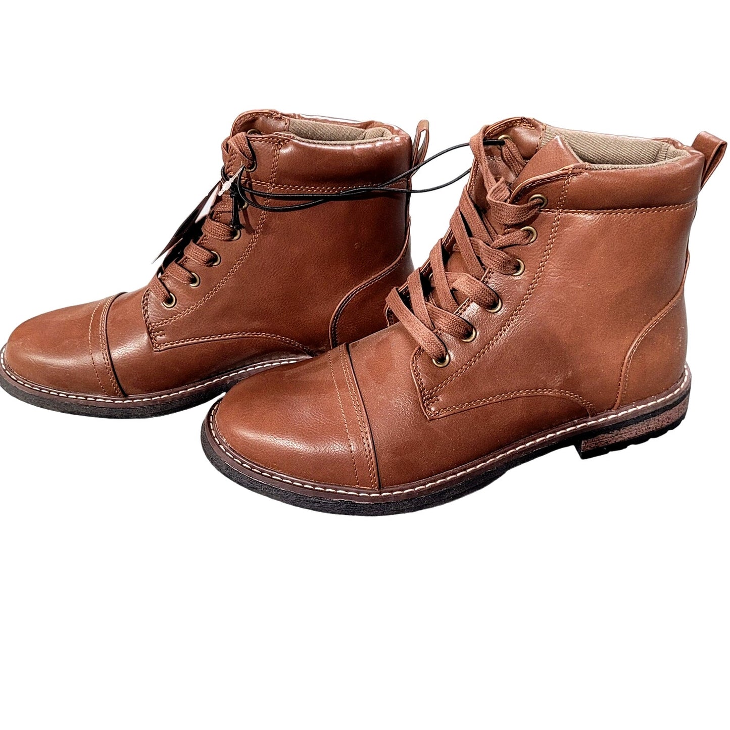 Men's Jeffrey Cap Toe Combat Boots, Size 9, Brown - Goodfellow & Co