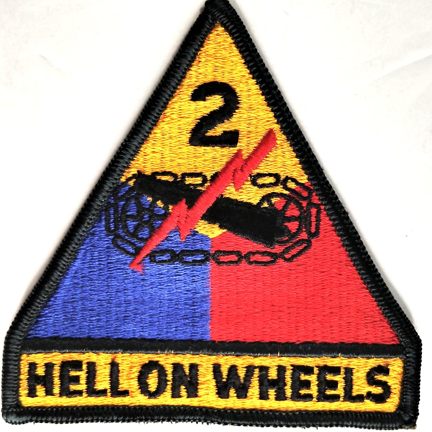 US Army 2nd Armored Division Hell on Wheels Patch 4 × 3‑3/4 Sew‑On