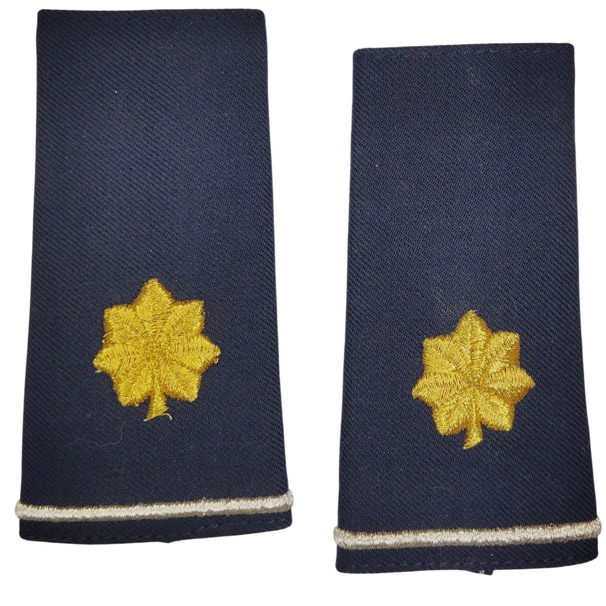 USAF Major O‑4 Service Dress Epaulets Blue w/ Gold Oak Leaf 4‑1/4" × 2‑1/8"