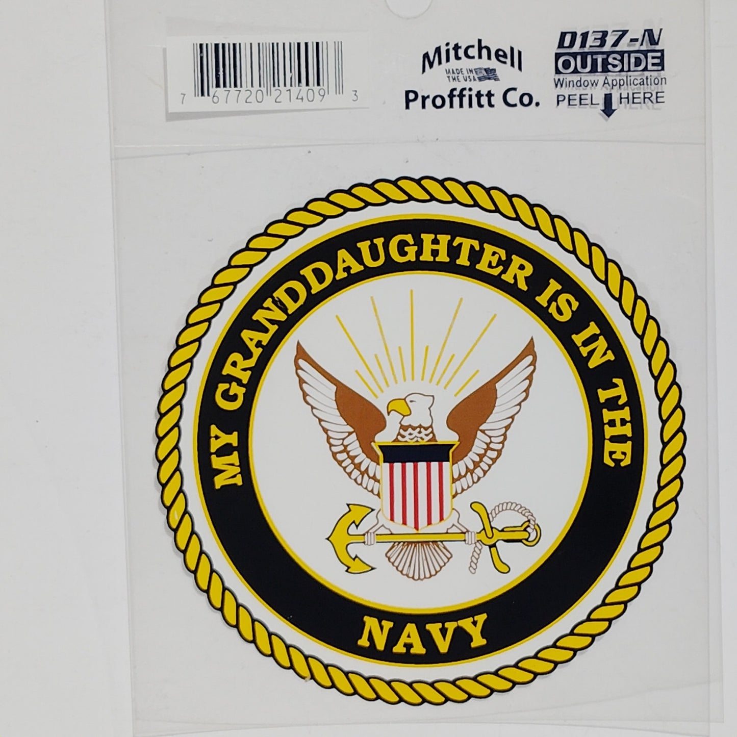 Vinyl Decal “My Granddaughter Is in the Navy” 3.75" x 3.75" – Adhesive Back