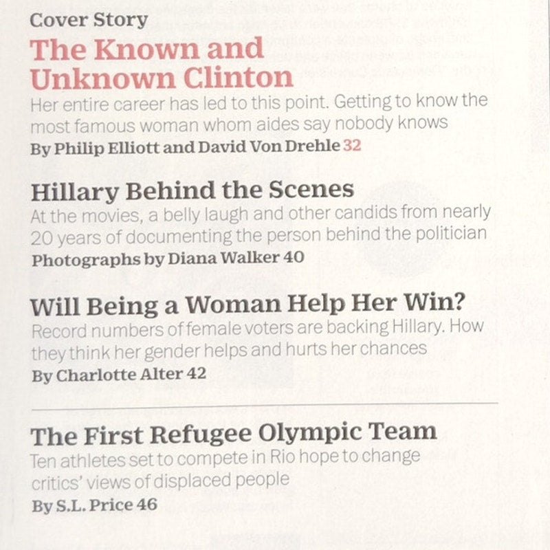 TIME Magazine August 1 2016 In Search of Hillary Clinton Vol 188 No 5