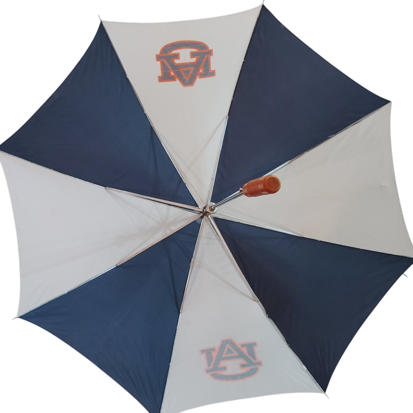 VTG 1970s Auburn Tigers Stick Umbrella – AU Logo – Navy/White – 35"L, 48" Open