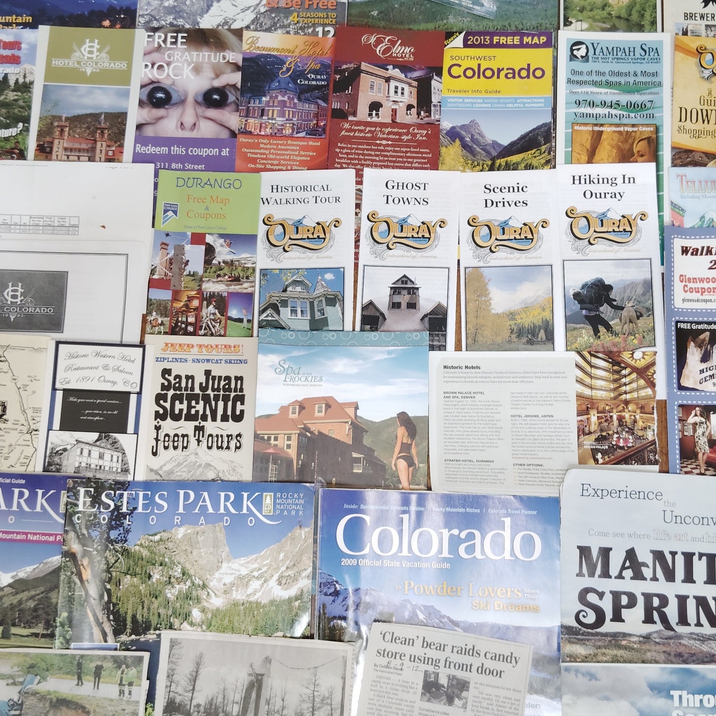 Colorado Rocky Mountain Park Ouray Vacation Ephemera Lot - 2013 Travel Souvenirs